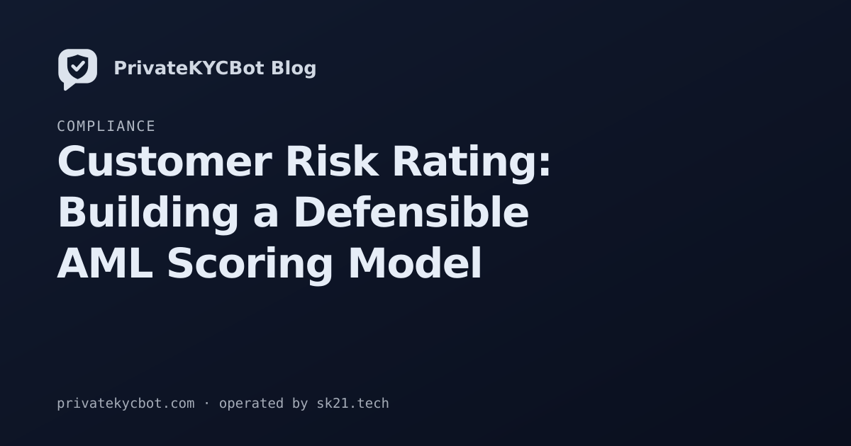 Customer Risk Rating: Building a Defensible AML Scoring Model