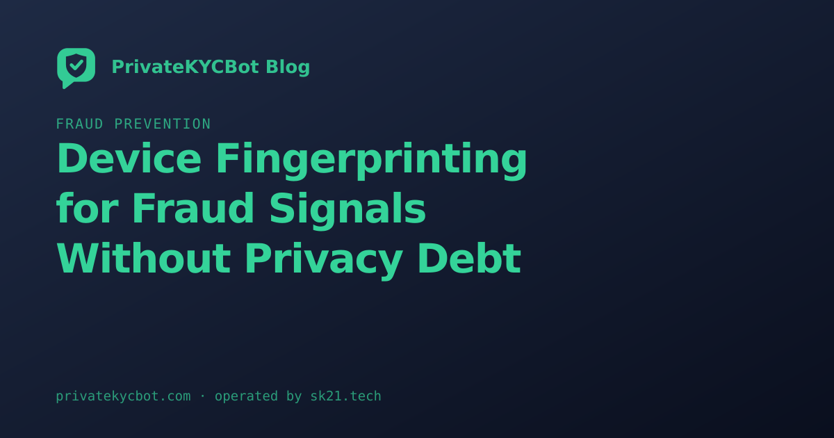 Device Fingerprinting for Fraud Signals Without Privacy Debt