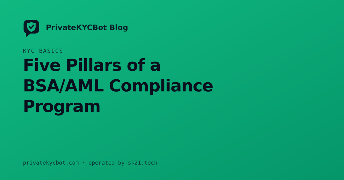 Five Pillars of a BSA/AML Compliance Program