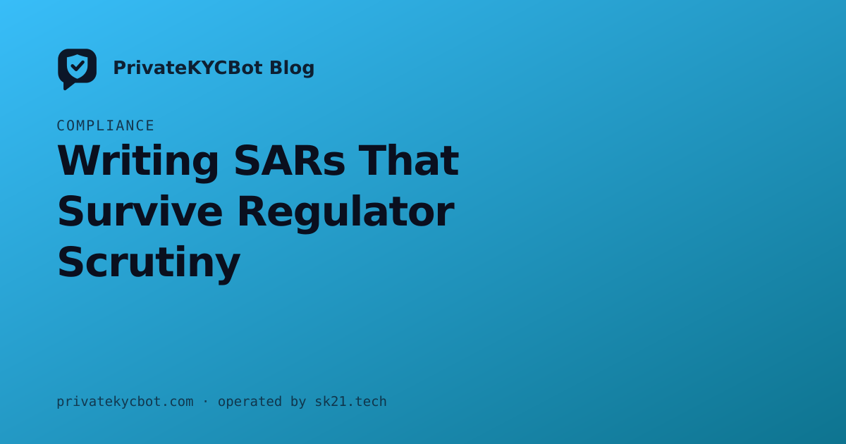 Writing SARs That Survive Regulator Scrutiny